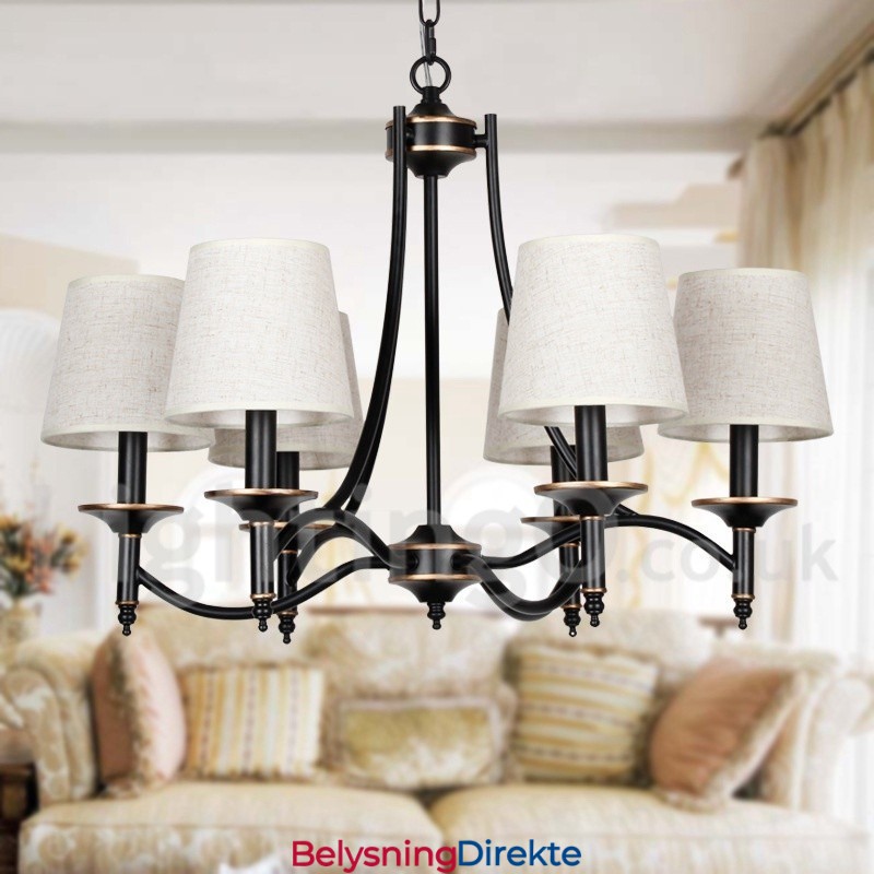 Rustikk Retro, Svart, Moderne Lysekrone Med 6 Lys