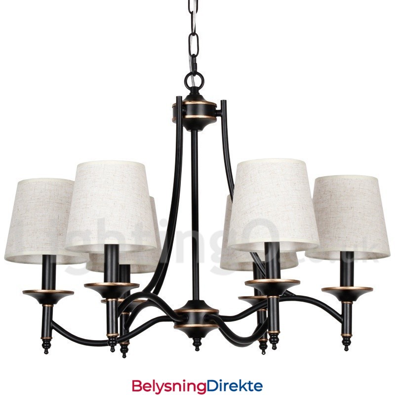 Rustikk Retro, Svart, Moderne Lysekrone Med 6 Lys