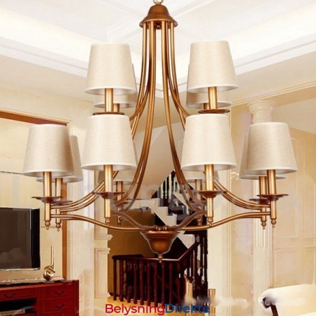 12-Lyss Rustikk Retro Lysekrone I Middelhavsstil Med Stearinlys