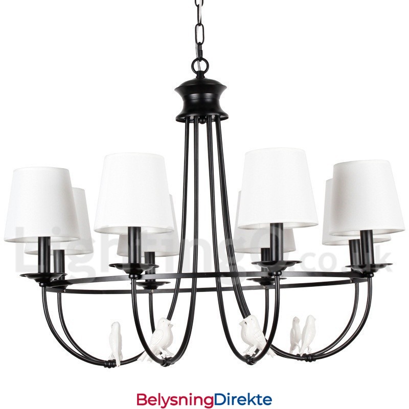 8 Lys Retro Sort Middelhavsstil Rustikk Moderne Lysekrone Med Stearinlys