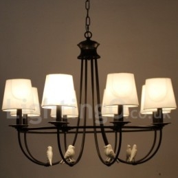 8 Lys Retro Sort Middelhavsstil Rustikk Moderne Lysekrone Med Stearinlys