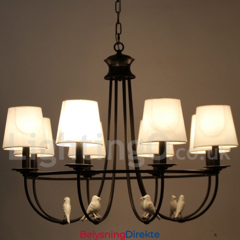 8 Lys Retro Sort Middelhavsstil Rustikk Moderne Lysekrone Med Stearinlys