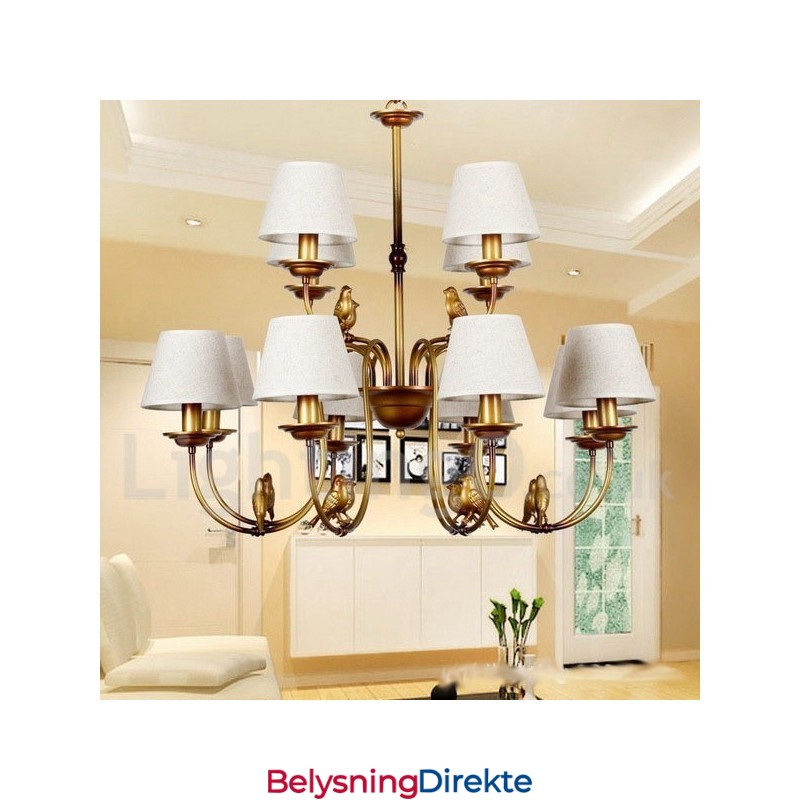 12-Lys Moderne, Samtidskunstnerisk Rustikk Retro Lysekrone I Stearinlysstil