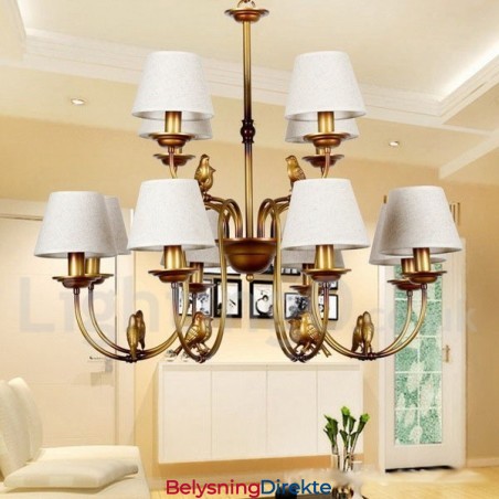 12-Lys Moderne, Samtidskunstnerisk Rustikk Retro Lysekrone I Stearinlysstil