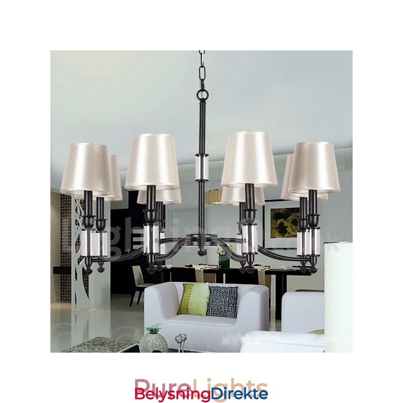 8 Lys I Svart Retro Moderne Lysekrone Med Stearinlys