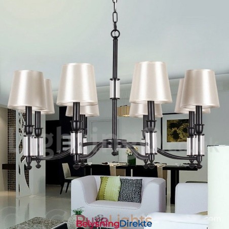 8 Lys I Svart Retro Moderne Lysekrone Med Stearinlys