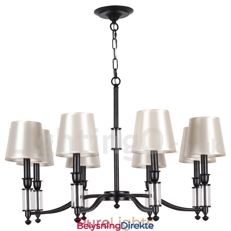 8 Lys I Svart Retro Moderne Lysekrone Med Stearinlys