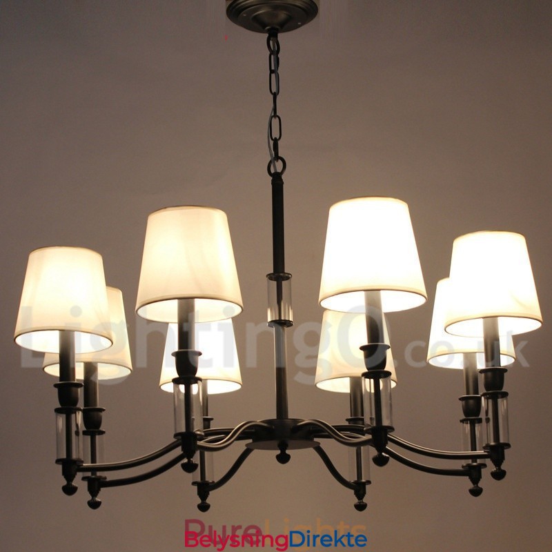 8 Lys I Svart Retro Moderne Lysekrone Med Stearinlys