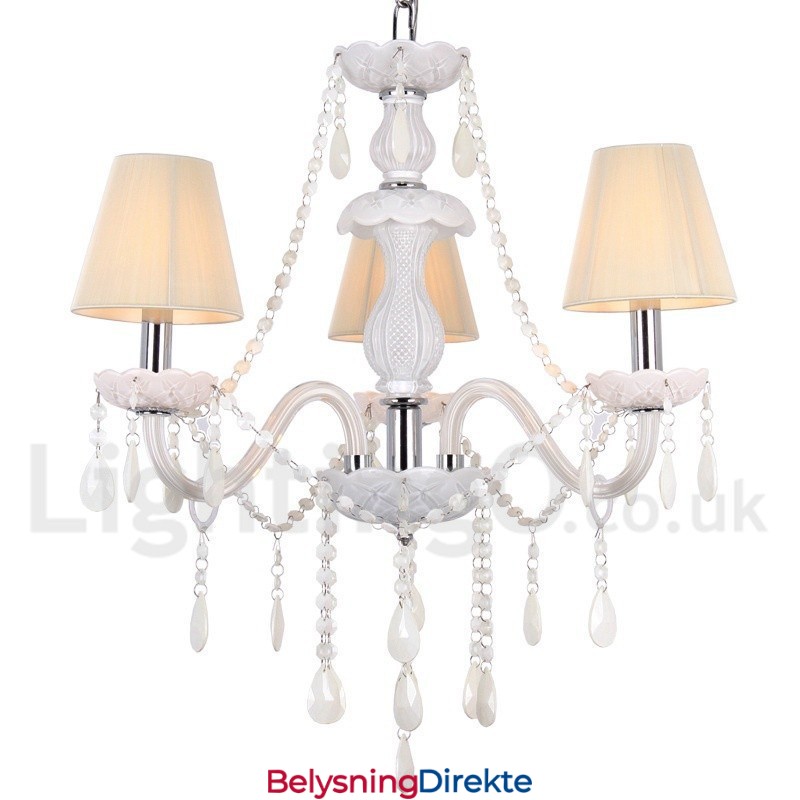 3-Lys Hvit K9 Krystalllysekrone I Stearinlysstil