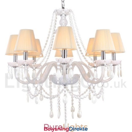8 Lys Hvit K9 Krystalllysekrone I Stearinlysstil