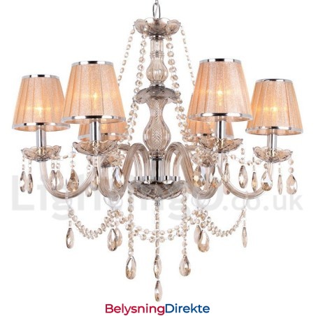 6 Lys K9 Krystalllysekrone I Stearinlysstil