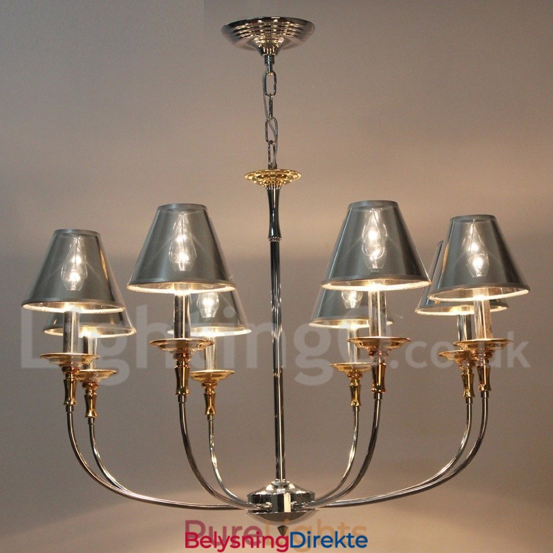 8 Lys Moderne Samtidskrone I Krom Med Stearinlys