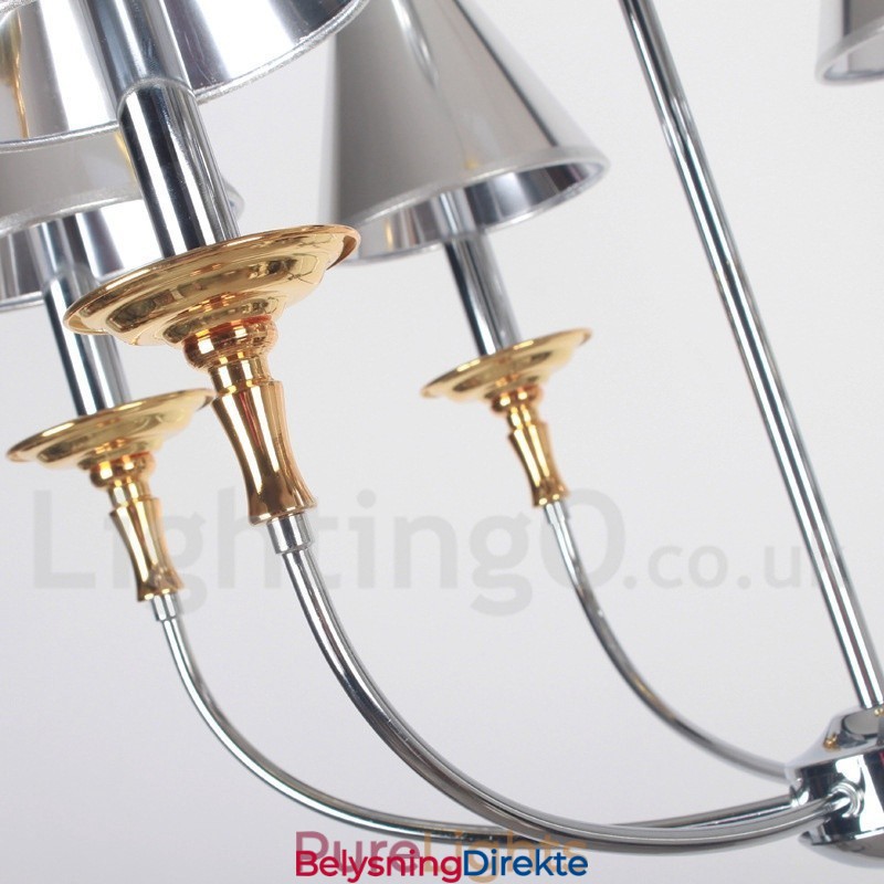 8 Lys Moderne Samtidskrone I Krom Med Stearinlys