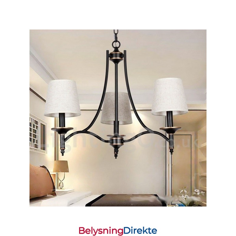 Rustikk Retro, Svart, Moderne Lysekrone Med 3 Lys