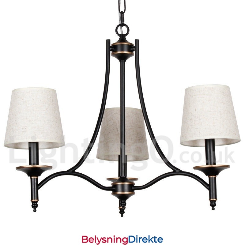 Rustikk Retro, Svart, Moderne Lysekrone Med 3 Lys