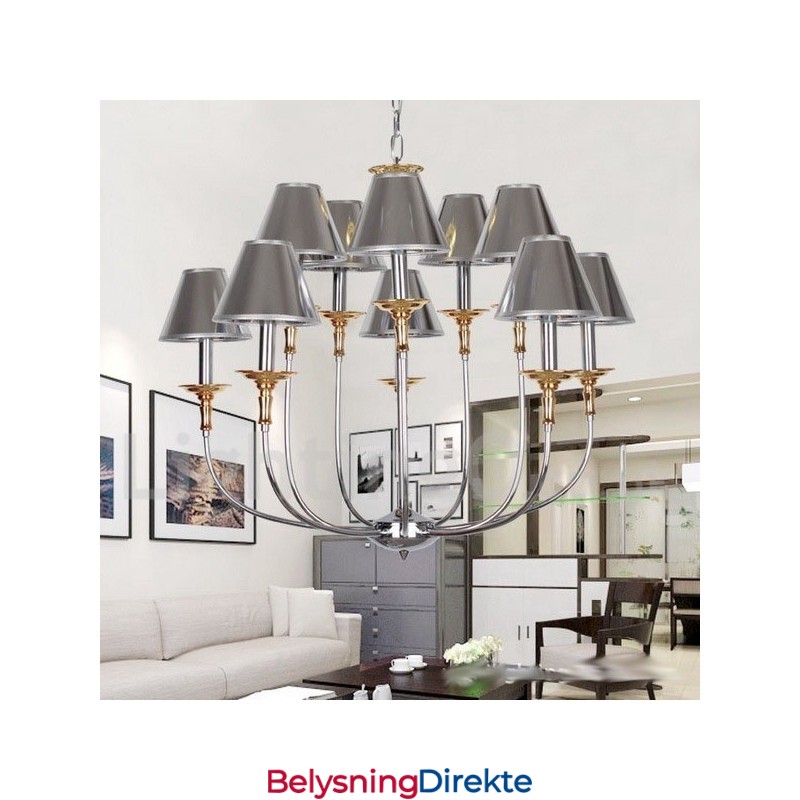 10-Lys Moderne, Samtidskunstnerisk Lysekrone I Krom Med Stearinlys