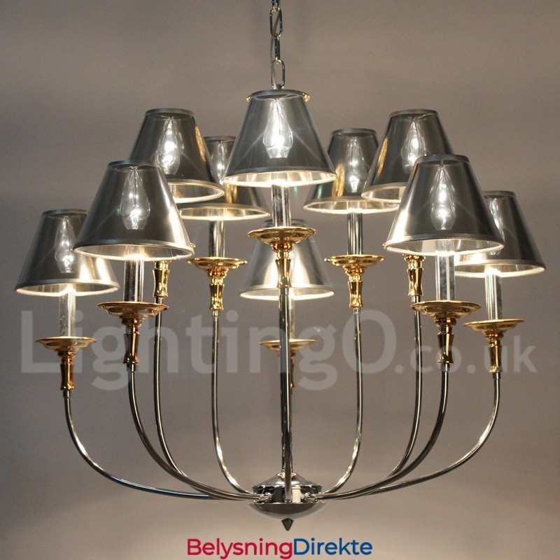 10-Lys Moderne, Samtidskunstnerisk Lysekrone I Krom Med Stearinlys