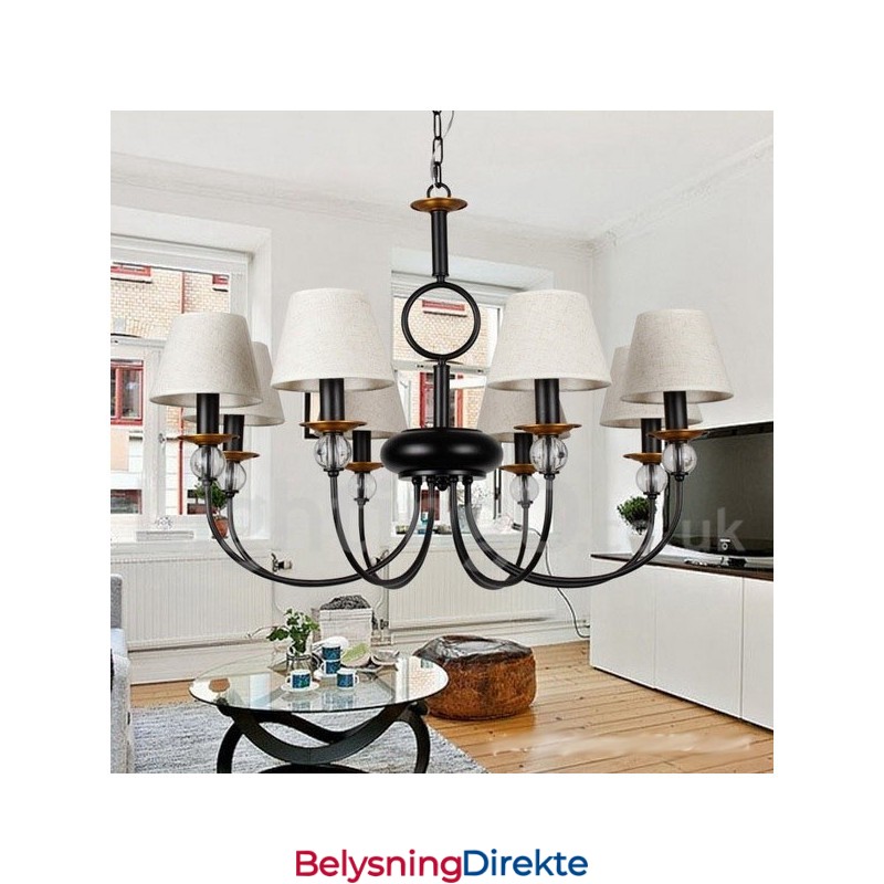 8 Lys Rustikk Retro Svart Middelhavsstil Moderne Lysekrone Med Stearinlys