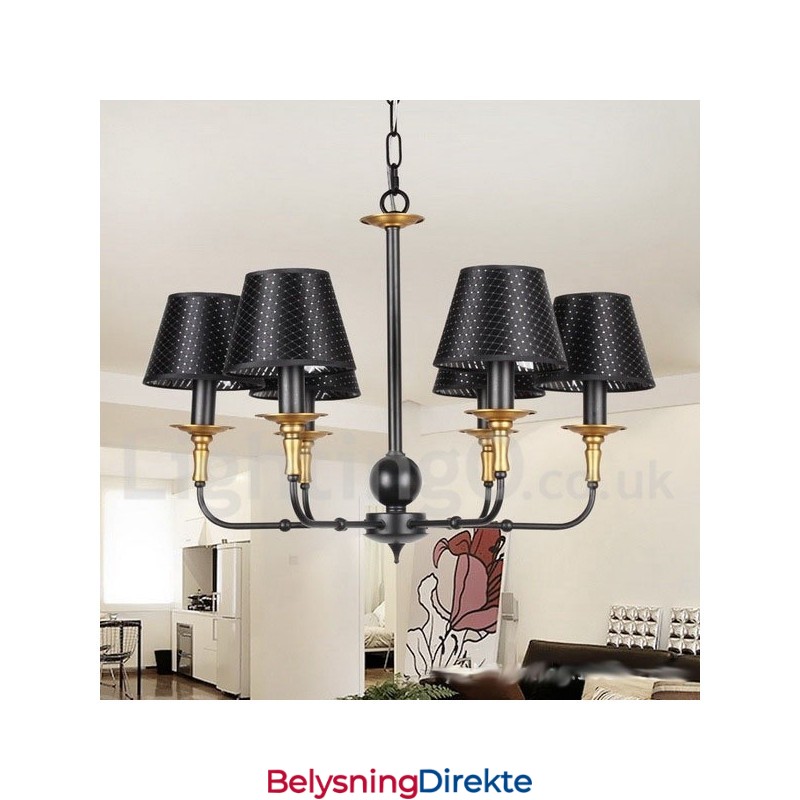 6 Lys Retro Rustikk Lysekrone I Stearinlysstil