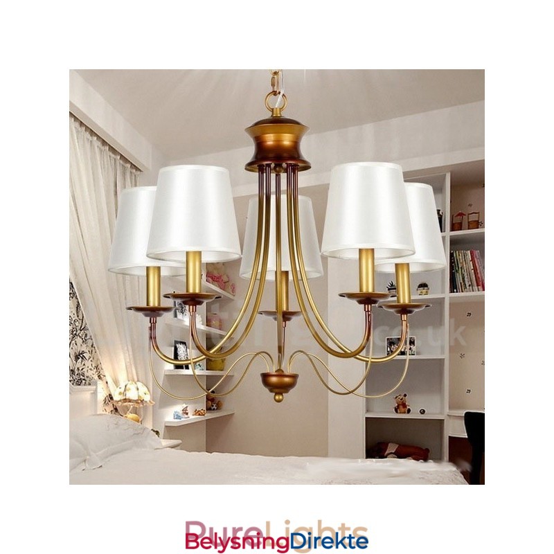 5-Lyss Rustikk Middelhavsstil Moderne Samtidslysekrone Med Stearinlys