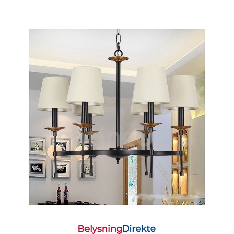 Lys Moderne Svart Retro Lysekrone I Stearinlysstil