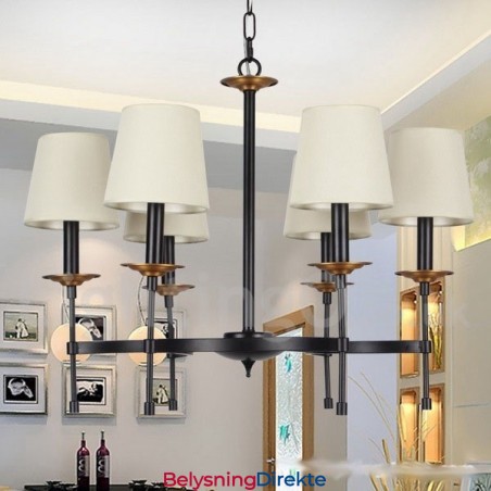 Lys Moderne Svart Retro Lysekrone I Stearinlysstil