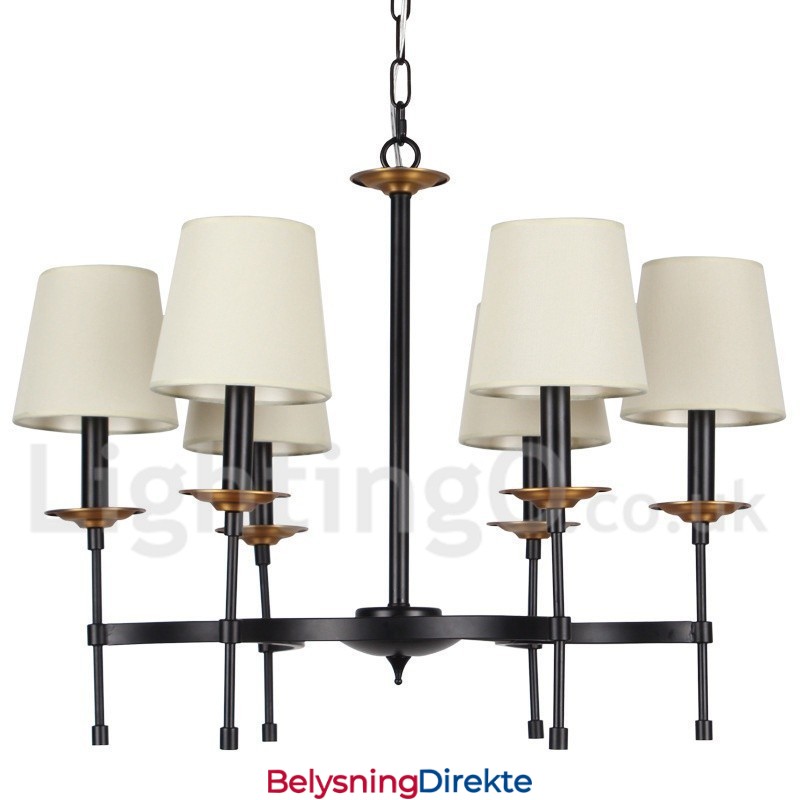 Lys Moderne Svart Retro Lysekrone I Stearinlysstil