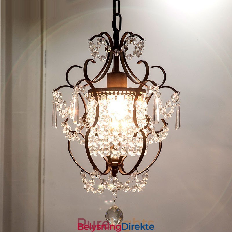 Jernmalingslysekrone Med Klar Krystall Moderne Belysningslampe