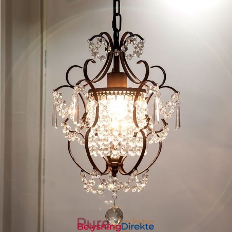Jernmalingslysekrone Med Klar Krystall Moderne Belysningslampe