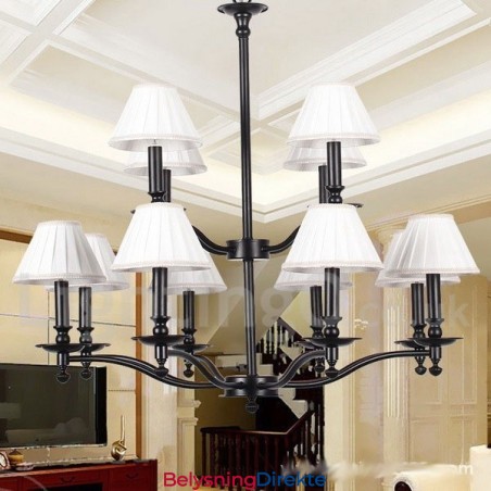 Stor, Rustikk Lysekrone I To Etasjer Med 12 Lys