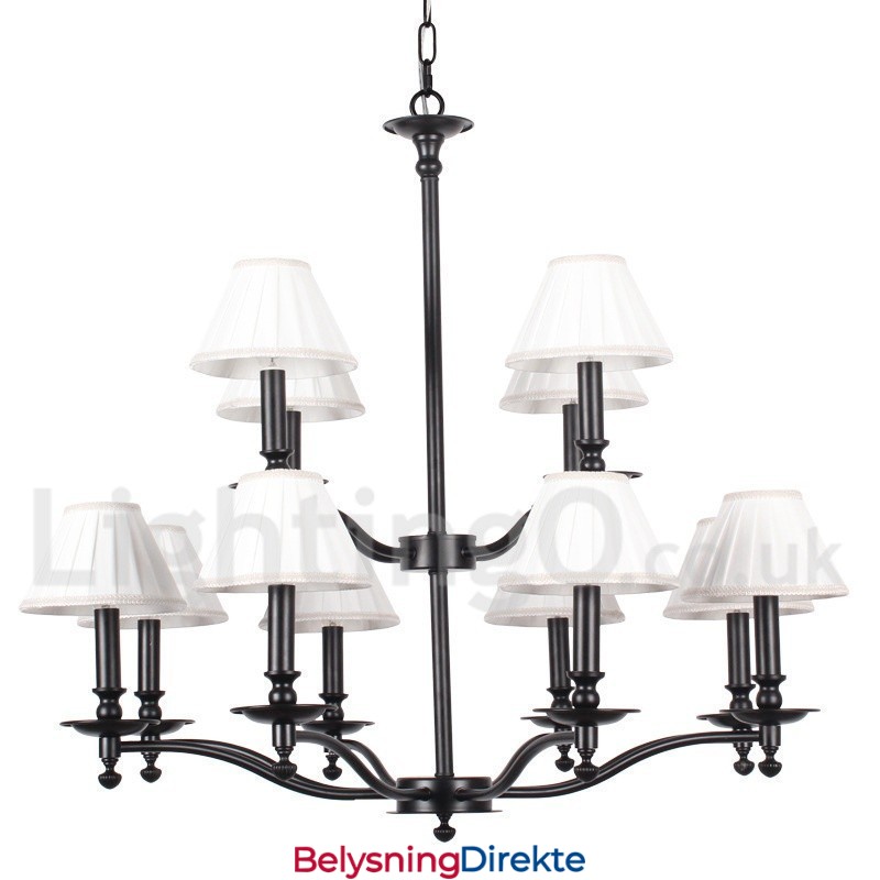 Stor, Rustikk Lysekrone I To Etasjer Med 12 Lys