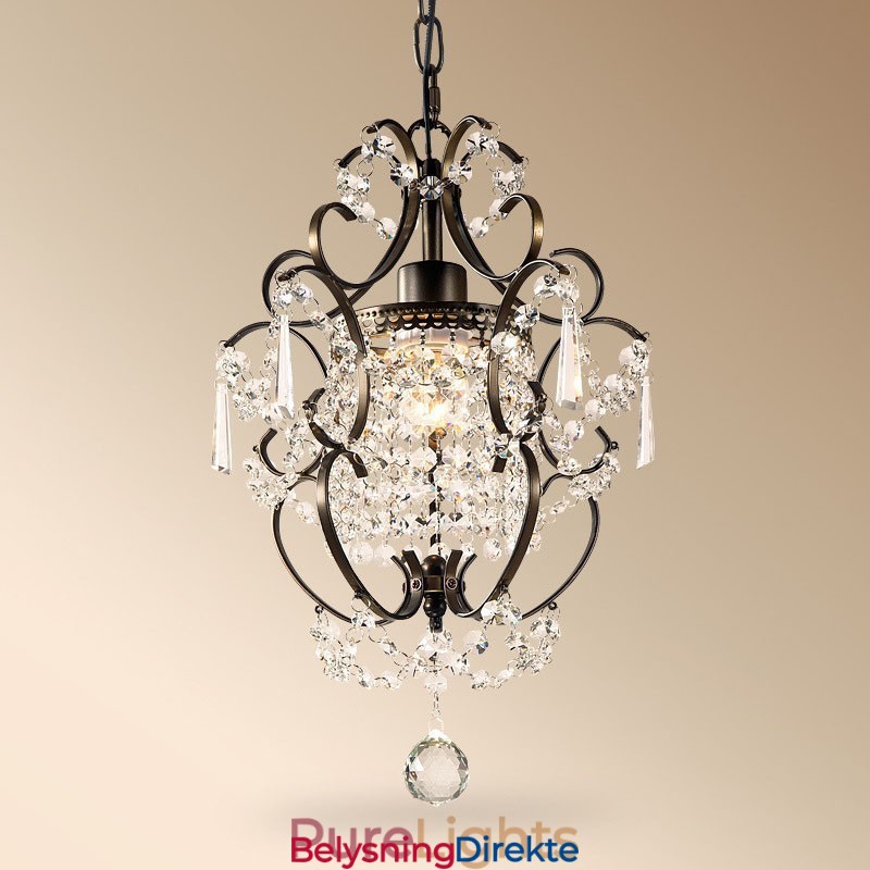 Jernmalingslysekrone Med Klar Krystall Moderne Belysningslampe