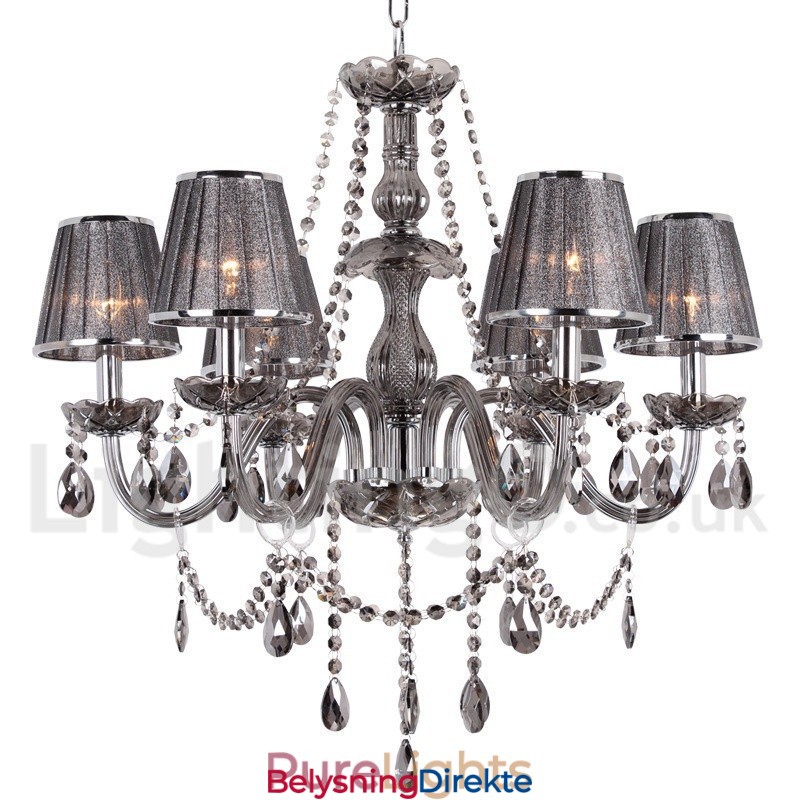 6 Lys K9 Krystalllysekrone I Stearinlysstil