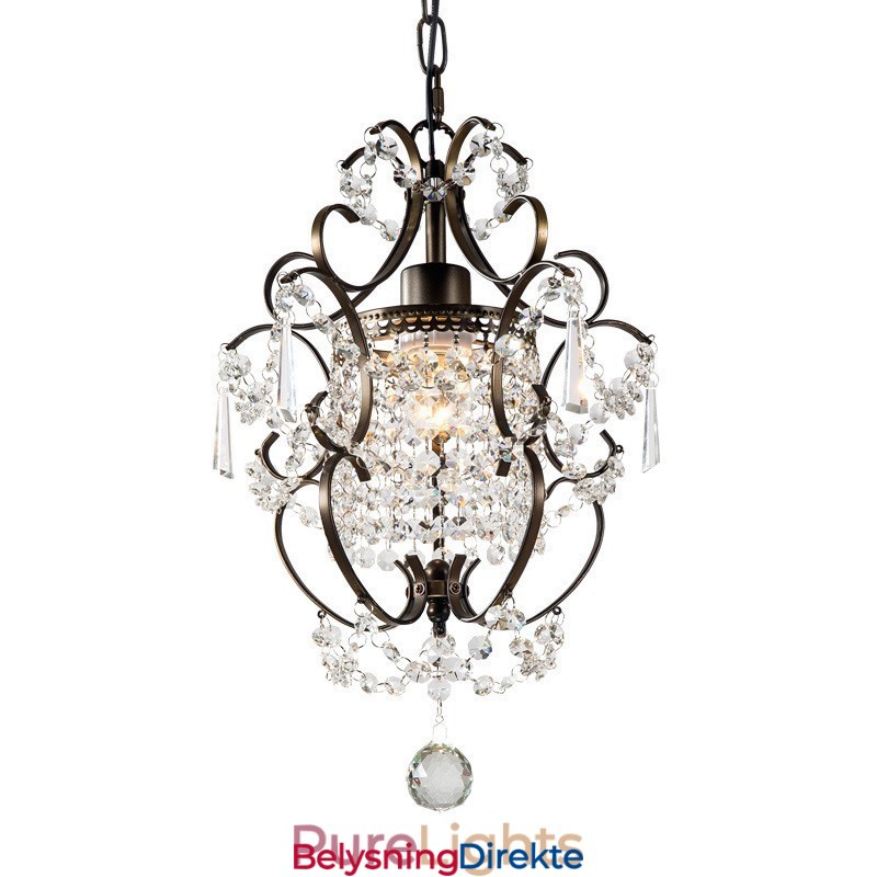 Jernmalingslysekrone Med Klar Krystall Moderne Belysningslampe