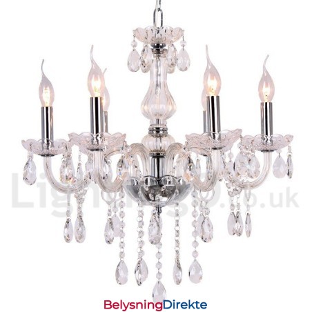 6 Lys Moderne K9 Krystall Lysekrone I Stearinlysstil