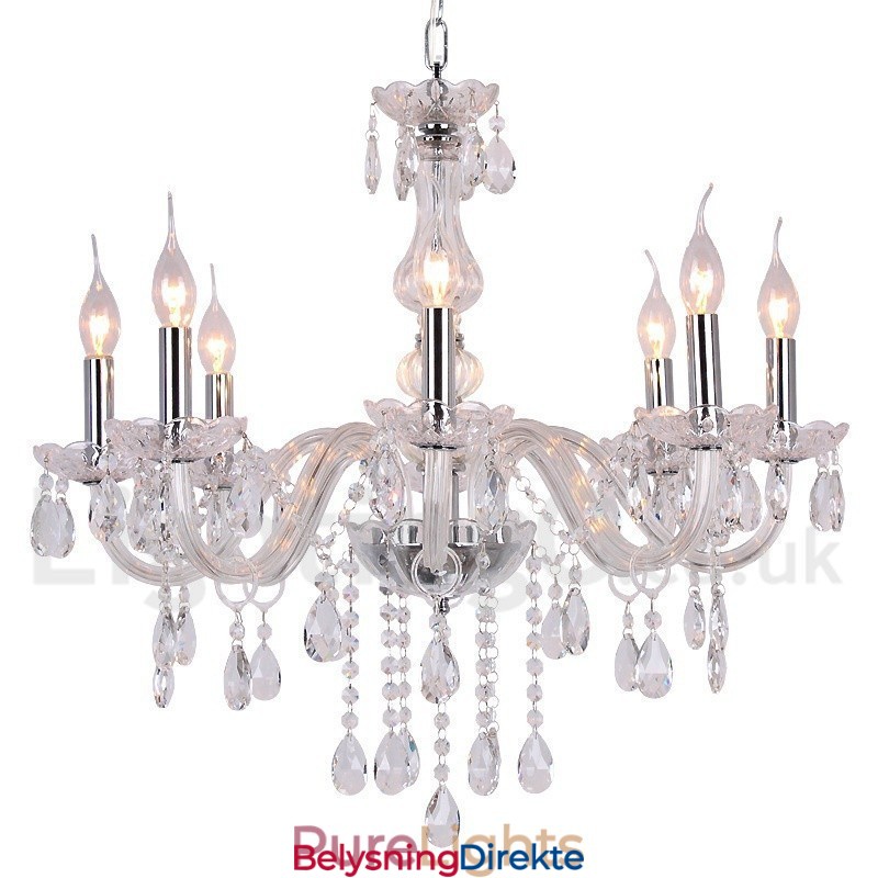 8 Lys Moderne K9 Krystall Lysekrone I Stearinlysstil