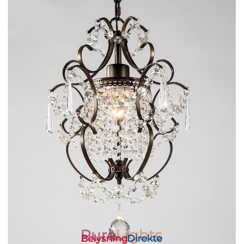 Jernmalingslysekrone Med Klar Krystall Moderne Belysningslampe