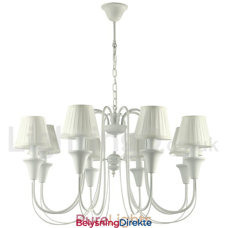 8-Lys Hvit Retro Lysekrone I Stearinlysstil