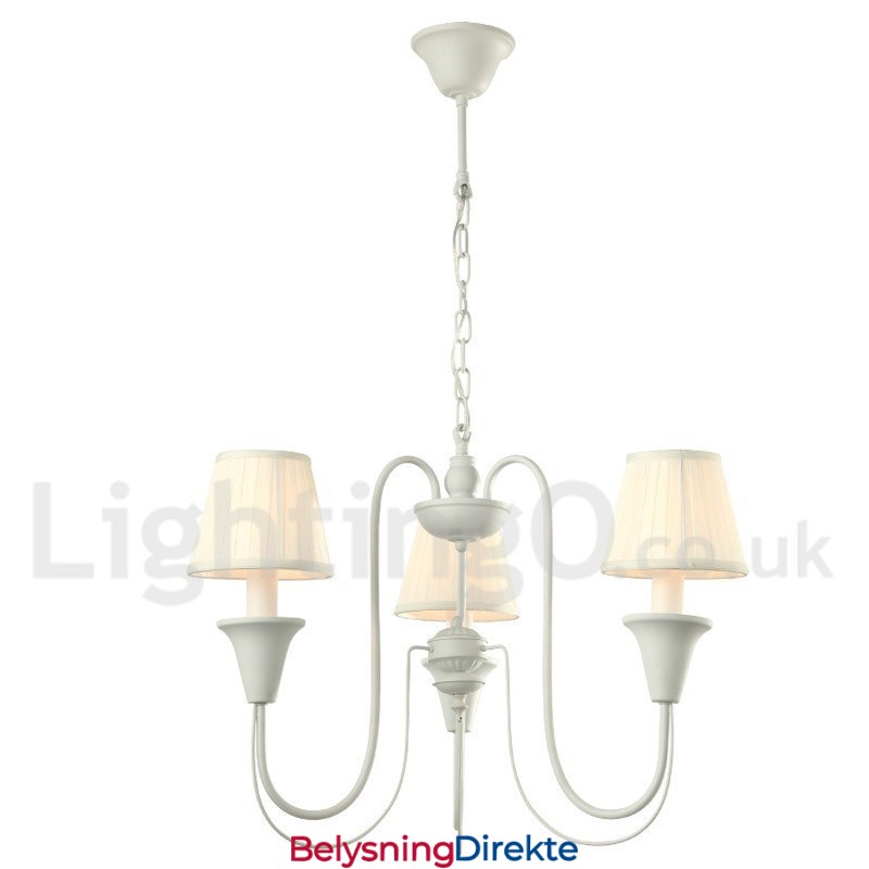 3-Lys Hvit Retro Lysekrone I Stearinlysstil