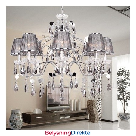 8 Lysegrå K9 Krystalllysekrone I Stearinlysstil