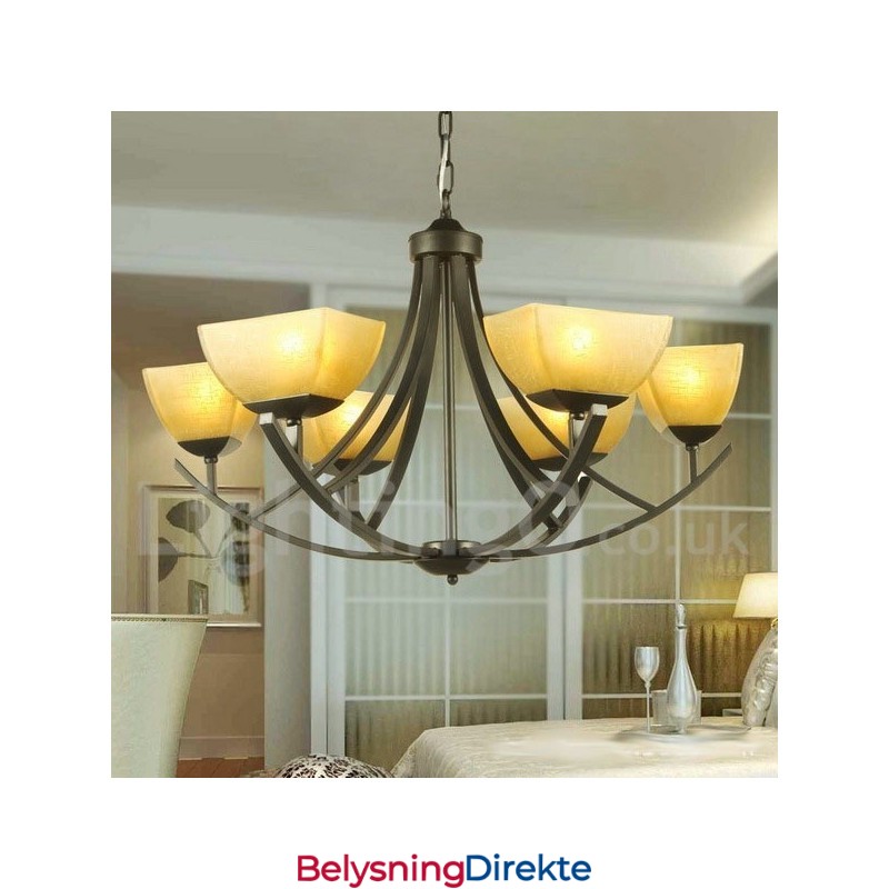 6-Lyss Lysekrone I Middelhavsstil Med Svart Stearinlys