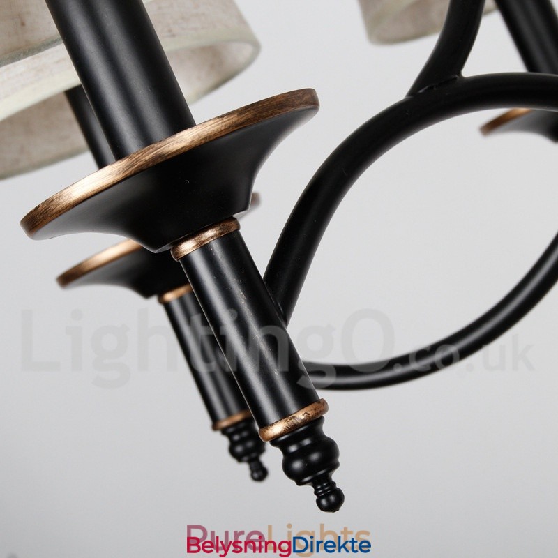 12-Lyss Retro Rustikk Svart Moderne Lysekrone I Stearinlysstil