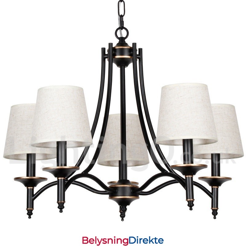Rustikk Retro, Svart, Moderne Lysekrone Med 5 Lys