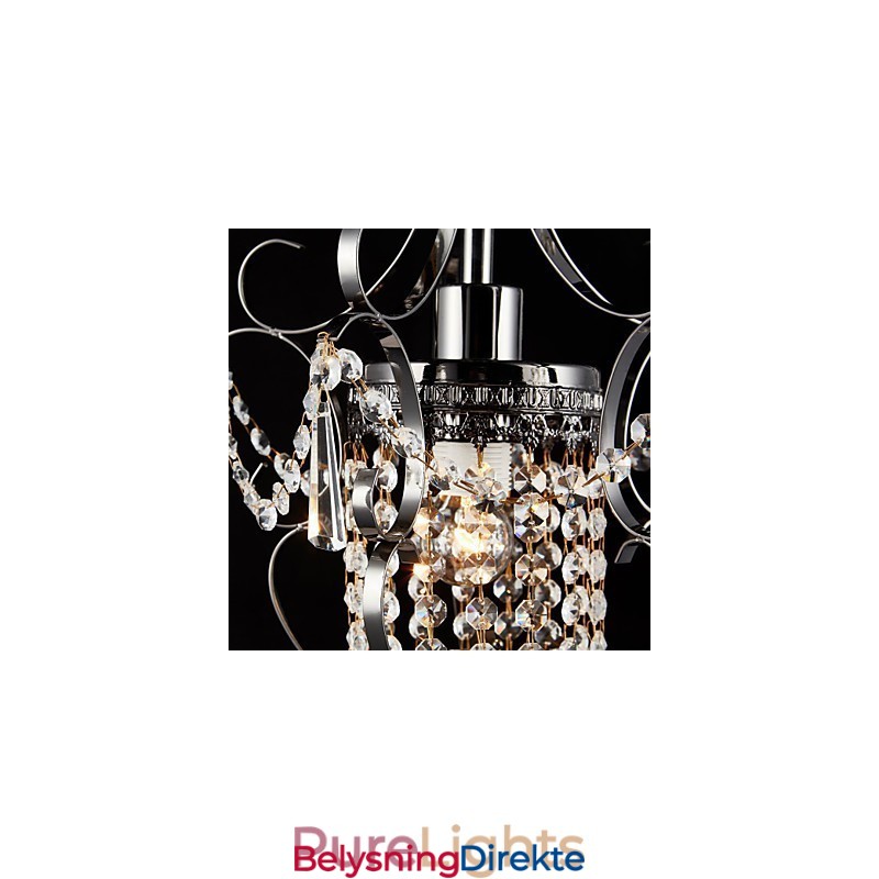 Jernmalingslysekrone Med Klar Krystall Moderne Belysningslampe
