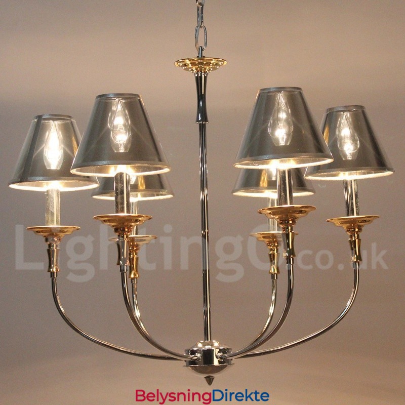 6 Lys Moderne Samtidskrone I Krom Med Stearinlys