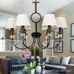 6 Lys Rustikk Retro Svart Middelhavsstil Moderne Lysekrone Med Stearinlys