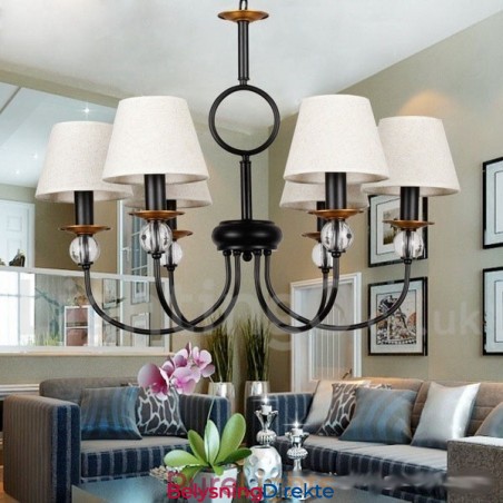 6 Lys Rustikk Retro Svart Middelhavsstil Moderne Lysekrone Med Stearinlys