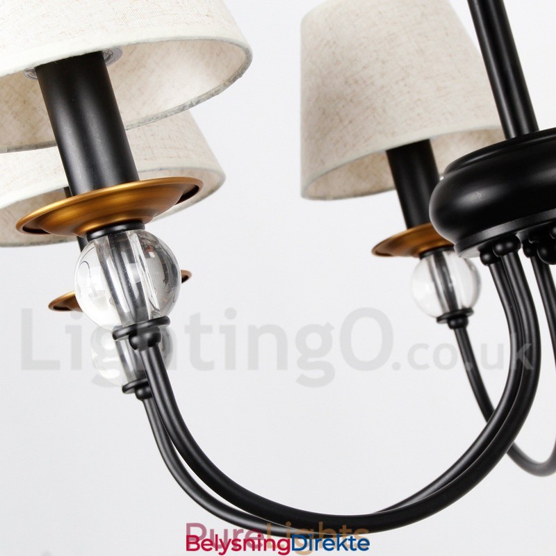 6 Lys Rustikk Retro Svart Middelhavsstil Moderne Lysekrone Med Stearinlys