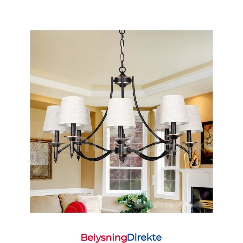 8 Lys Retro Rustikk Svart Moderne Lysekrone I Stearinlysstil