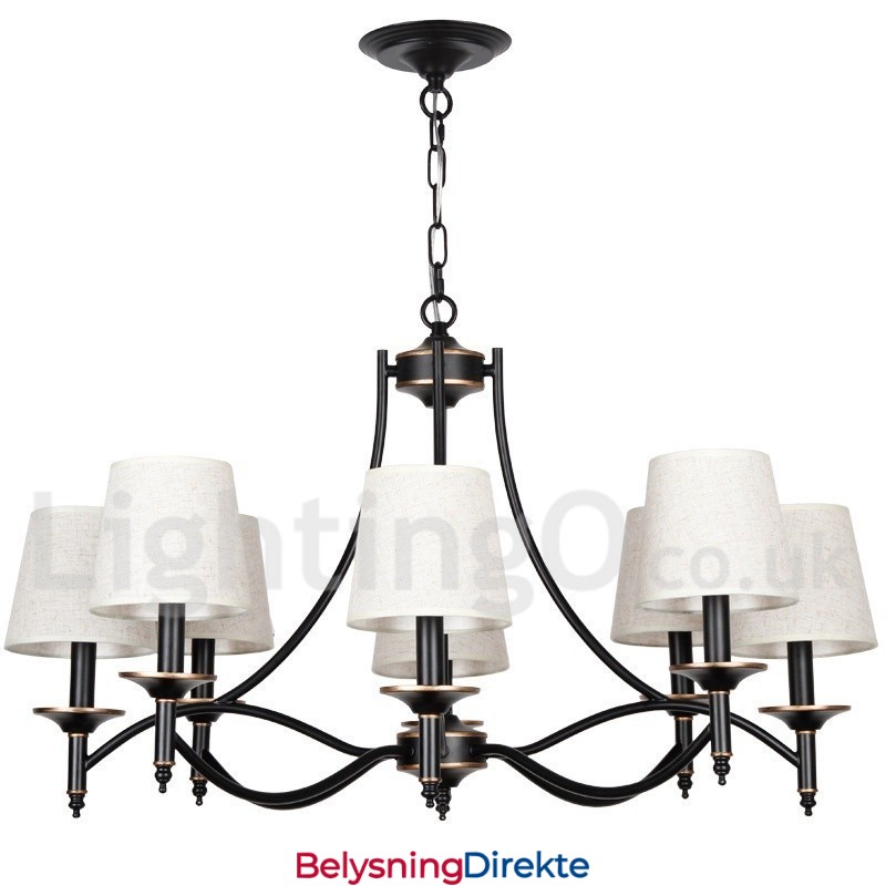 8 Lys Retro Rustikk Svart Moderne Lysekrone I Stearinlysstil